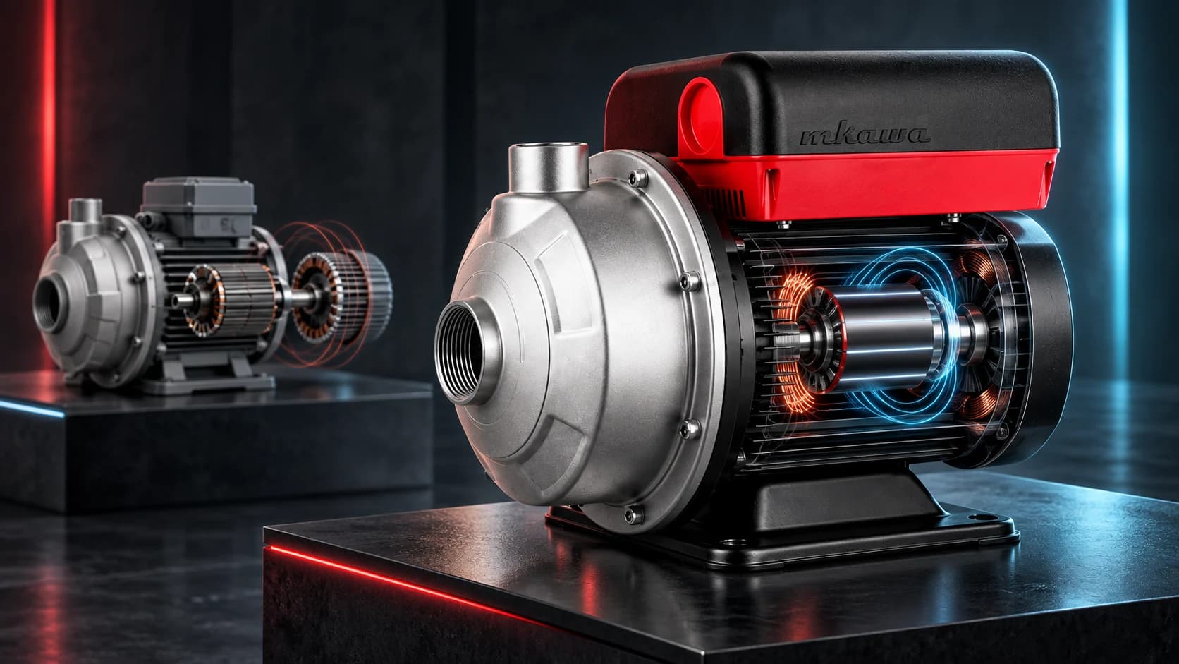 Mkawa permanent-magnet pump motor compared with a conventional induction motor